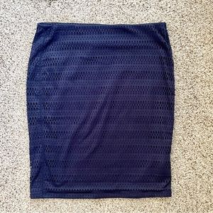 Navy Pencil Skirt with Cutout Pattern